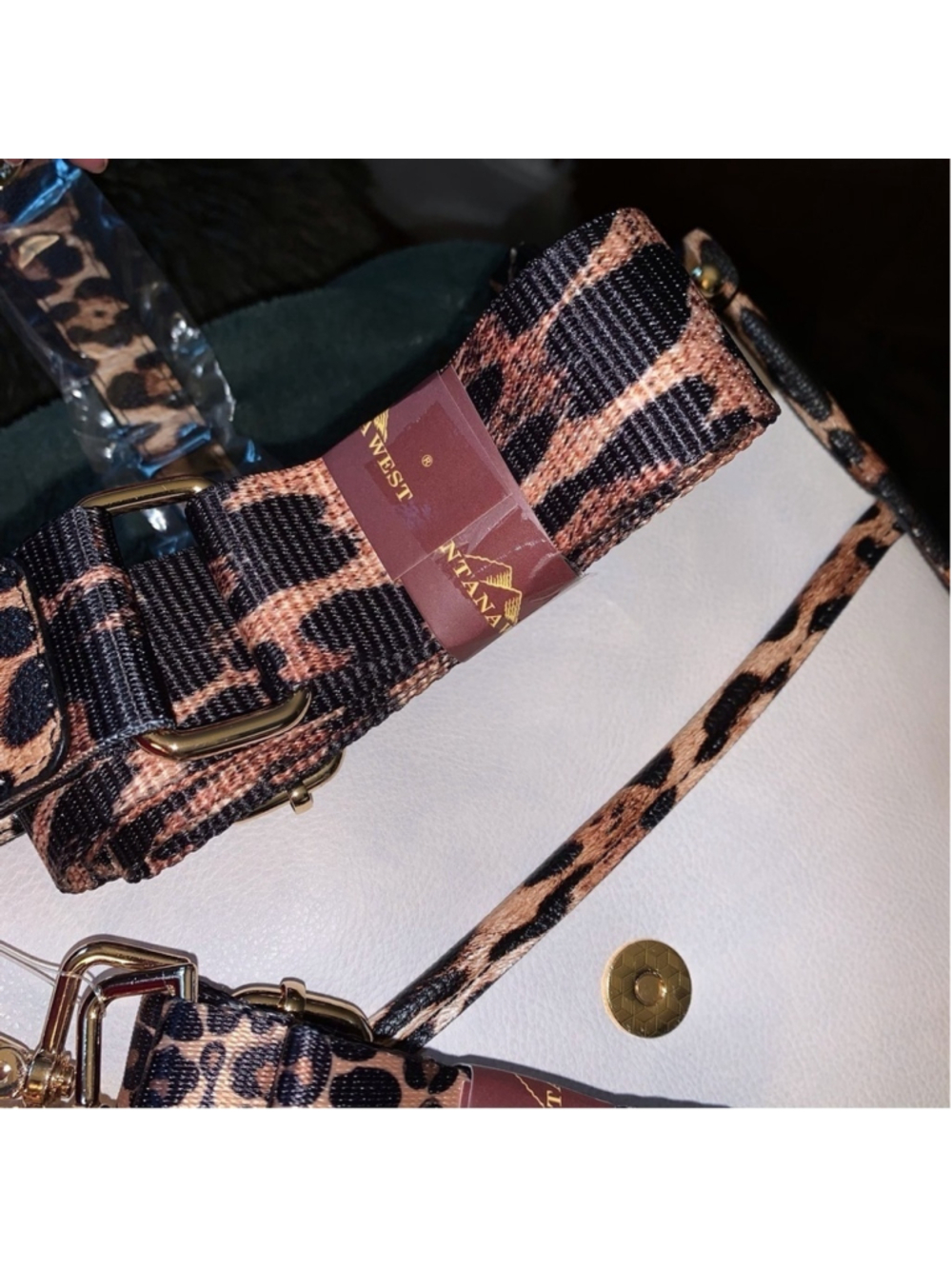 Montana West bucket bag leopard trim/straps - Picture 5 of 7